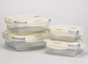Plastic-Free Microwave-Safe High Borosilicate Glass Lunch Food Storage Container with Tempered Glass Lid
