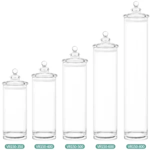 Plastic and Glass Cylinder Storage Jar with Lid
