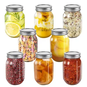 Popular 32 oz Wide Mouth Glass Canning Mason Jars with Screw Cap Lids Food Storage Jars with 2 Pieces Lid 1000ml Capacity