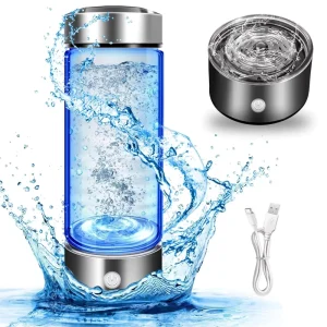 Portable 1600ppb SPE PEM Ionizer Hydrogen-Rich Glass Water Bottle 420ml with Screw-On Cap