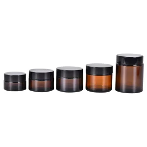 Portable 30ml Amber Glass Cosmetic Cream Jar with Plastic Inner Lid Cap