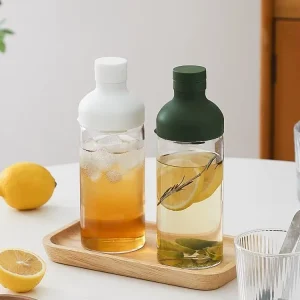Portable Cold Brew High Borosilicate Glass Carafe with Silicone Sealed Lid and Filter