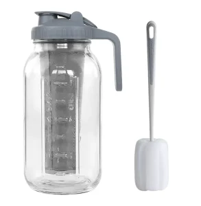 Portable Glass Cold Brew Coffee Maker with Flip Pour Lid 64oz Mason Jar Filter