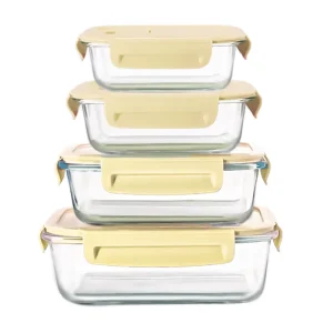 Portable High Borosilicate Glass Lunch Box BPA-Free Meal Prep Containers for Seasonings Storage