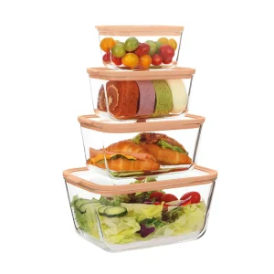 Portable High Borosilicate Glass Lunch Food Storage Container with Tempered Glass Lid for Outdoor Travel