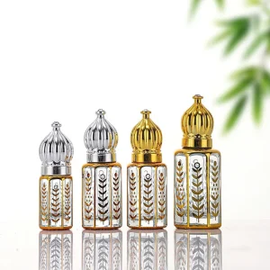 Portable High Quality 5ml 10ml Transparent square Roll on Glass Bottles for Packing Essential Oil