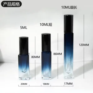 Portable Mini Travel Glass Perfume Bottles 5ML 10ML Refillable Square Spray Pump Leak proof Fragrance Essential Screen Printed