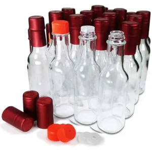Premium Commercial Grade 3oz 5oz 8oz Clear Glass Dasher Bottle Hot Sauce Shrink Capsule Flat Shape Complete Sets