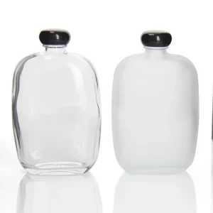 Premium Flat 500ml Glass Bottle Glass Bottles for Juice with Screw Cap for Smoothie Beverage