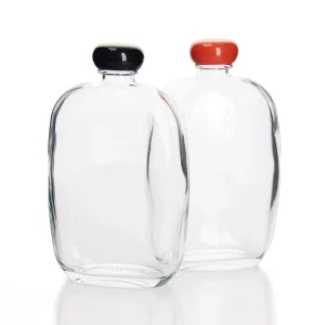 Premium Flat 500ml Glass Bottle Glass Bottles for Juice with Screw Cap for Smoothie Beverage