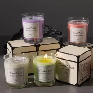 Premium Natural Soy Wax Candle in Assorted Colored Glass Jars with Gift Box Long Lasting Clean Burn & Delicate Fragrance