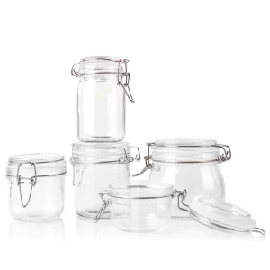 Premium Quality Wide Mouth Glass Jar With Airtight Lid Food Honey Candy Various Size Round Clear in Stock