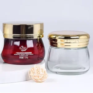 Premium Round Glass Cosmetic Jars with Embossed Gold Cap Customizable Volume for Beauty Products