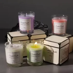 Premium Soy Wax Candle in Colored Glass Containers Clean Burning & Smoke Free for Daily Home Fragrance Use and Special Events