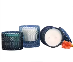Premium Soy Wax Candle in Various Colored Diamond Glass Jars Non Toxic Slow Release Fragrance for Living Spaces Special Events