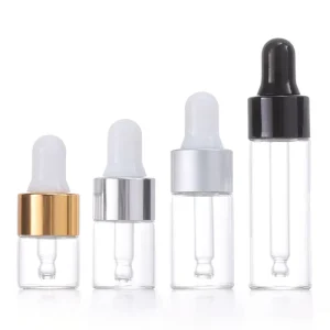 Press-Button Glass Crystal Tincture Dropper Bottle for Perfume and Essential Oil, 1ml 2ml 3ml 5ml