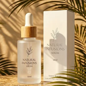 Private Label Flat Shoulder Frosted Glass Cosmetic Packaging for Luxury Beauty and Wellness Products