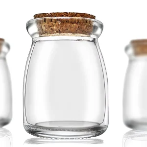 Pudding Yogurt Glass Jar with Cork 100ml 200ml 300ml 7oz for Canned Food and Wedding Favors