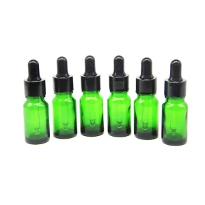 Pure Organic Essential Oil Mini Sample Container for Luxury Vibe 10ml Green Glass Serum Dropper Bottle With Cap