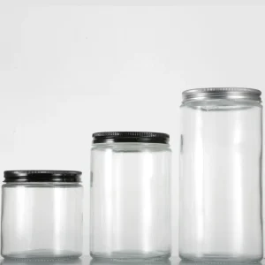Pure Round Straight Screw Mouth Silver Cover Glass Bottle Glass Silver Oxide Cover Sealed Packaging Jar