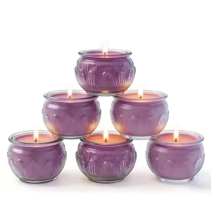 Purple Lotus Tealight Candles Decorative Glass Jar Scented Candles for Spiritual & Home Decor