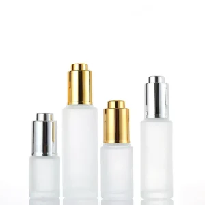 Push Button Press Pump Dropper Glass Bottle for Essential Oils, 15ml 20ml 30ml 50ml