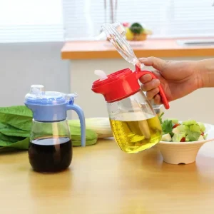 Push Down Press Seal 450ml Glass Jar Airtight Liquid Storage Container for Kitchen Household