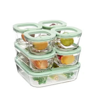 Pyglass Kitchen Glass Food Container Set with Silicone Framed Airtight Leakproof Lid Microwavable Eco Friendly 100% BPA Free