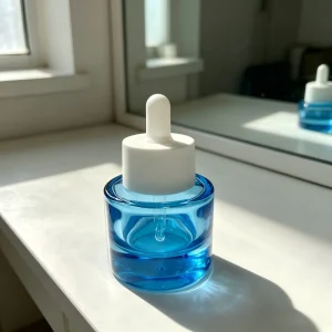Quality Assurance Blue Lotion Liquid Container Cosmetic Glass Essence Essential Oil Dropper Bottle