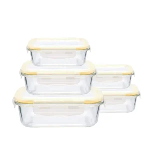 Ready to Ship High Borosilicate Glass Food Container with PP Lid Watertight Glass Lunch Box 3pcs Food Containers Set