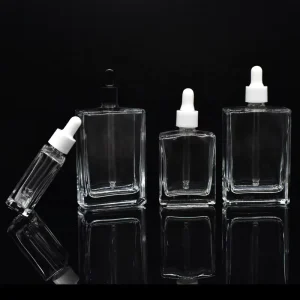 Rectangle Clear Glass Skin Care Serum Dropper Bottle 30ml 50ml 100ml