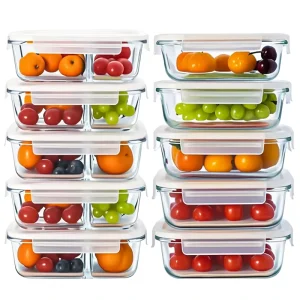 Rectangle Glass Meal Prep Containers BPA Free Glass Food Storage with Airtight Lids for Lunch Glass Lunch Box