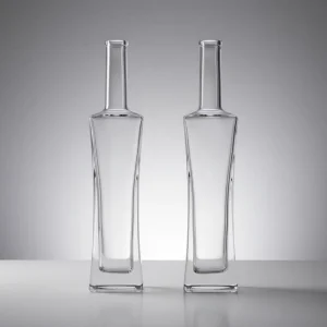 Rectangle Glass Spirit Bottle 250ml with Cork for Tequila and Vodka