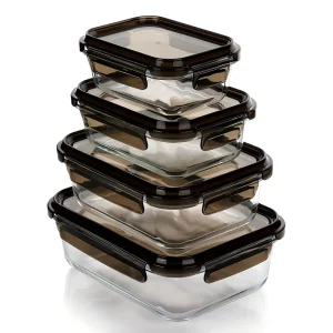 Rectangle Heat-Resistant Glass Food Storage Container with PP Lid for Kitchen Condiments