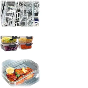 Rectangle High Borosilicate Glass Food Container Box With Lock Plastic sealed Lid