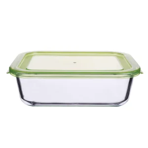Rectangular High-Borosilicate Glass Bento Lunch Box 1040ml Microwavable Food Container with Lock Lid