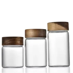 Recyclable Borosilicate Glass Food Storage Jar with Bamboo Lid