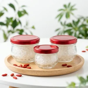 Recyclable Clear Glass Food Container for Bird’s Nest Honey and Mustard Sauce
