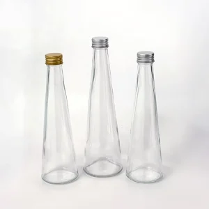 Recyclable Glass Drinking Bottle with Screw Aluminum Lid for Mineral Water Juice Tea Coffee and Wine