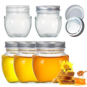 Recycled Food-Grade Glass Honey Jars 280ml 350ml 500ml 630ml with Aluminum Lids