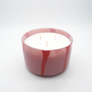 Red Line Glass Cup Craft Candle Recyclable Glass Container Personalized Party Home Decoration