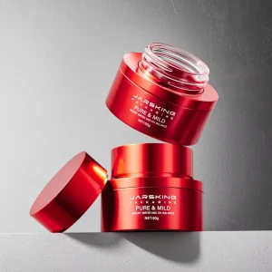 Red Vintage Wide Mouth Glass Facial Cream Cosmetic Jar with Lid