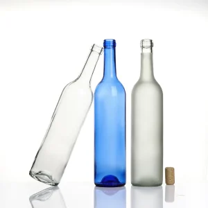 Red Wine 750ml Empty Glass Bottle With Wooden Cork Lid, Acid-Etched Surface, Jiangsu Origin