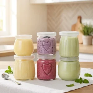 Refillable Food Grade Clear Glass Jar With Plastic Cork Lid 100ml 150ml 200ml For Pudding Yogurt and Milk