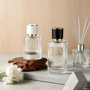 Refillable Frosted Transparent Cylinder Glass Perfume Bottle 30ml 50ml 100ml with Silk Screen Printing and Spray
