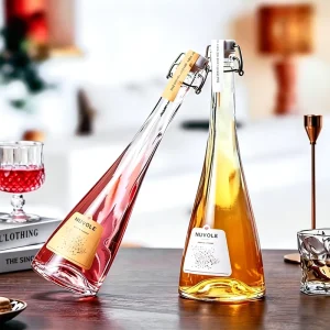 Refillable Glass Brandy Tequila Bottle 200ml-1000ml with Cork Stopper or Screw Cap