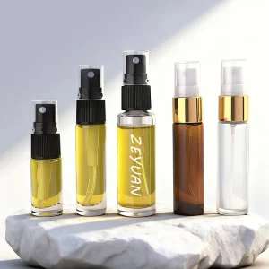 Refillable Glass Spray Bottle 5ml 10ml 15ml Fine Mist Atomizer with Plastic Screw Cap