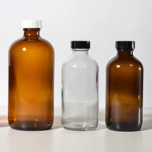 Refillable Screw-Cap Boston Glass Bottle 250ml 500ml Transparent Brown and Black