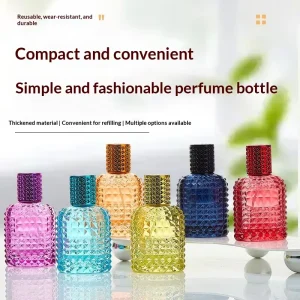 Refillable Thick Glass Cylinder Perfume Bottle with Cap, 30ml 50ml 100ml, Pump Sprayer, Custom Label OEM/ODM