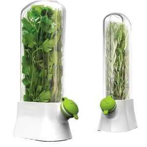 Refrigerator Vegetable and Herb Storage Container for Cilantro, Mint, Parsley, and Asparagus